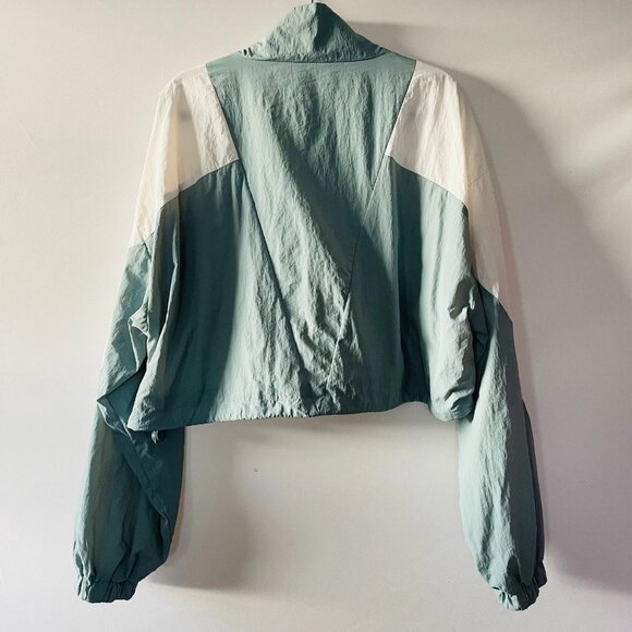 Garage Womens Mint Green & White Colorblock Windbreaker Cropped Jacket Size XL - Picture 2 of 8